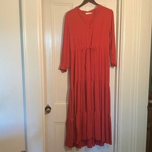 Mango maxi Long Sleeve Dress- M